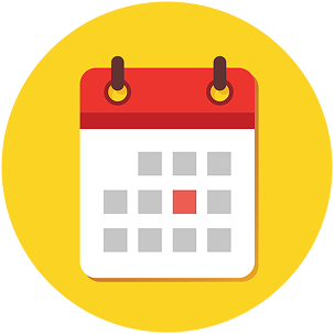 calendar illustration with cicrcle yellow background