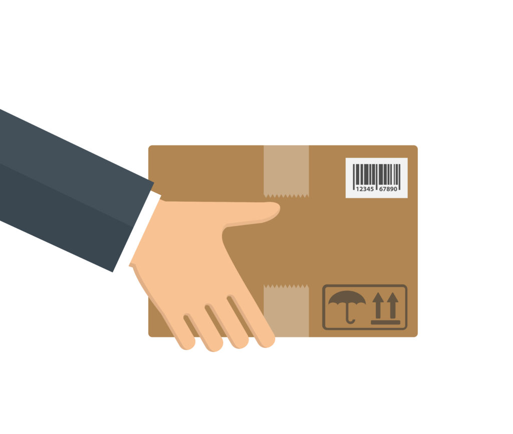 hands holding a package illustration