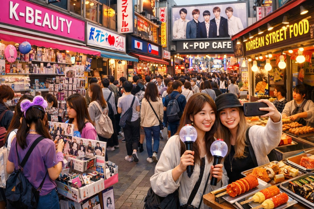 BTS fans enjoying Shin-Okubo -Tokyo's korea town